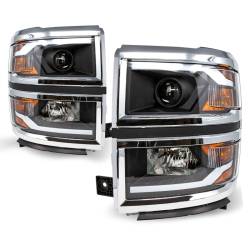 Winjet - Winjet CHRNG0382C-B-SQ Clear LED Projector Headlights for 14-15 Chevy Silverado - Image 1