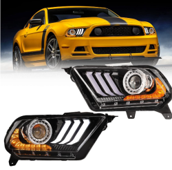 Winjet - Winjet CHRNG0612-B-SQ Black/Clear DRL Projector Headlight for 10-12 Ford Mustang - Image 1