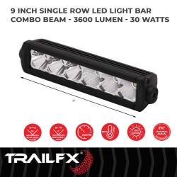 TrailFX - TrailFX 9SRSCM Light Bar LED 9" 30W 90DEG Flood & 8DEG Spot Black w/Harness - Image 2