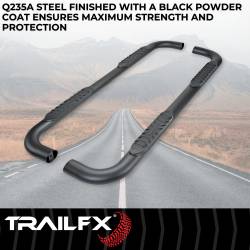 TrailFX - TrailFX A1019T 4" Oval Nerf Bar Black Steel Side Steps w/Pads & End Caps - Image 2