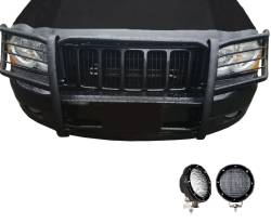 Black Horse Off Road - Black Horse 17A080200MA-PLFB Black Grille Guard w/LED for 05-10 Jeep G. Cherokee - Image 1