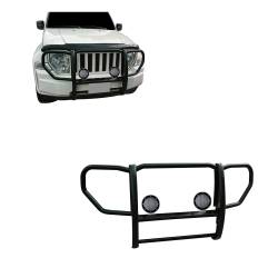 Black Horse Off Road - Black Horse 17A086400A-PLFB Black Grille Guard w/LED for 08-12 Jeep Liberty - Image 1