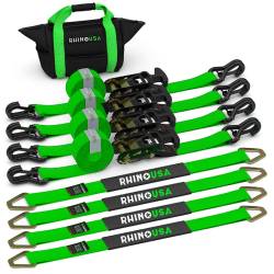 Rhino USA - Rhino USA 2IN-HDKIT-GRN Heavy Duty Vehicle Tie-Down Kit Green - Image 1