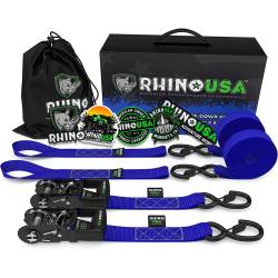 Rhino USA - Rhino USA HDKIT-2PK-BLU 1.6"x8' Heavy Duty Ratchet Tie-Downs 2pc Blue - Image 1