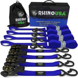 Rhino USA - Rhino USA RCHT-4PACK-BLU Medium Duty Ratchet Strap Tie-Down 4pc Blue - Image 1
