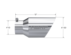 MBRP Exhaust - MBRP Exhaust T5072 Tip 6" OD Dual Wall Angled 4" Inlet 12" Length T304 - Image 2