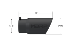 MBRP Exhaust - MBRP Exhaust T5075BLK Tip 6" OD Angled Rolled End 5" In 12" Length Black Series - Image 2