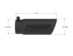 MBRP Exhaust - MBRP Exhaust T5112BLK Tip 4" OD Angled Rolled End 3" Inlet 10" Length Black - Image 2