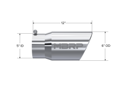 MBRP Exhaust - MBRP Exhaust T5075 Tip 6" OD Angled Rolled End 5" Inlet 12" Length T304 - Image 2