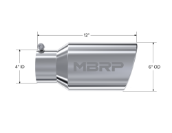 MBRP Exhaust - MBRP Exhaust T5073 Tip 6" OD Angled Rolled End 4" ID 12" Length T304 Stainless - Image 2