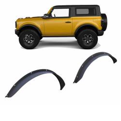 Black Horse Off Road - Black Horse FF-FBFR22 Front/Rear Fender Flares Black for 21-24 Ford Bronco - Image 1