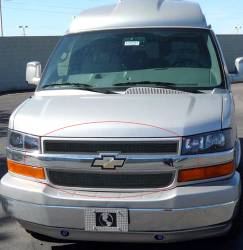 APS - APS Wire Mesh Grille Black 03-20 Chevrolet Express Van GR03GFD36H - Image 1