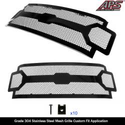 APS - APS Wire Mesh Grille Black 17-19 Ford Super Duty GR06GFC63K - Image 2