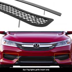 APS - APS Wire Mesh Fog Light Grilles Black 16-17 Honda Accord Sedan GR08GFC52H - Image 1