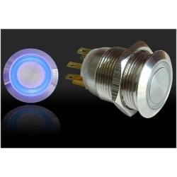 Autoloc - Autoloc AUTSW42B 19mm Momentary Billet Button w/LED Blue Ring - Image 1
