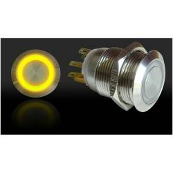 Autoloc - Autoloc AUTSW42Y 19mm Momentary Billet Button w/LED Yellow Ring - Image 1