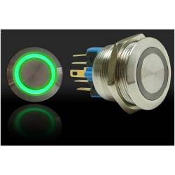 Autoloc - Autoloc AUTSW47G 22mm Momentary Billet Button w/LED Green Ring - Image 1