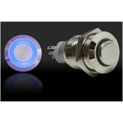 Autoloc - Autoloc AUTSW38B 16mm Momentary Billet Button w/LED Blue Ring - Image 1