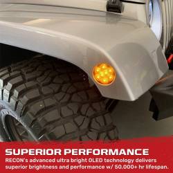 Recon - Recon 264135BK LED Front Side Fender Lenses Smoked/Amber for 07-18 Wrangler JK - Image 4