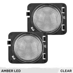 Recon - Recon 264135CL LED Front Side Fender Lenses Clear/Amber for 07-18 Wrangler JK - Image 1