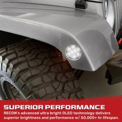 Recon - Recon 264135WHBK LED Front Side Fender Lenses Smoked/White for 07-18 Wrangler JK - Image 3
