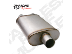 Diamond Eye 360012 Muffler 3.5" Dual In Dual Out 409 Stainless Perforated Packed