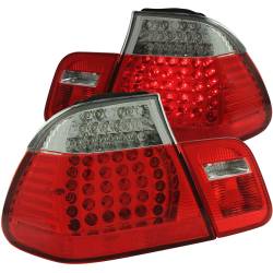Anzo USA Chrome LED Red/Clear Lens Taillight Set BMW 3-Series Sedan 321004