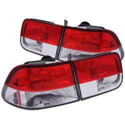 Anzo USA 221222 Chrome Euro Red/Clear Lens Taillights for 96-00 Honda Civic Coup