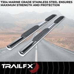TrailFX - TrailFX A1523S 4" Oval Straight Nerf Bar Polished SS Rocker Panel Mount - Image 2
