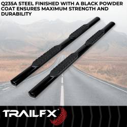 TrailFX - TrailFX A1512B 4" Oval Straight Nerf Bar Black Mild Steel Rocker Panel Mount - Image 2