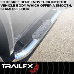 TrailFX - TrailFX A1012S 4" Oval Nerf Bar Polished SS Side Steps w/Pads & End Caps - Image 2