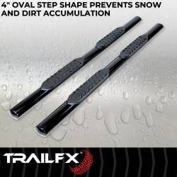 TrailFX - TrailFX A1516B 4" Oval Straight Nerf Bar Black Mild Steel Rocker Panel Mount - Image 2