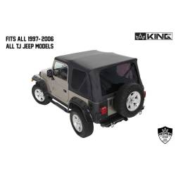 King 4WD - King 4wd 14010235 Soft Top w/Tinted Windows No Doors for 97-06 Wrangler TJ Black - Image 3