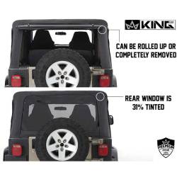 King 4WD - King 4wd 14010235 Soft Top w/Tinted Windows No Doors for 97-06 Wrangler TJ Black - Image 7