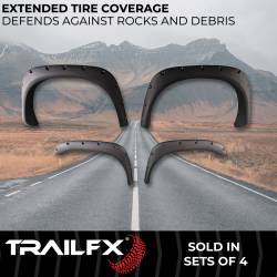 TrailFX - TrailFX TFD3001S Pocket Style Fender Flare Set Black Smooth Paintable Finish - Image 2