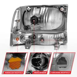 Anzo USA - Anzo USA Crystal Headlight Set w/Corners Chrome Super Duty/Excursion 111081 - Image 5