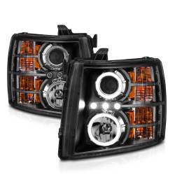 Anzo USA - Anzo USA 111200 Black Projector Headlight Set w/LED Halo Silverado - Image 2