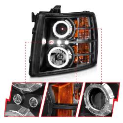 Anzo USA - Anzo USA 111200 Black Projector Headlight Set w/LED Halo Silverado - Image 3