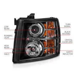 Anzo USA - Anzo USA 111200 Black Projector Headlight Set w/LED Halo Silverado - Image 4
