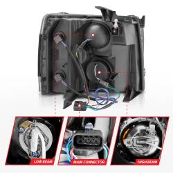Anzo USA - Anzo USA 111200 Black Projector Headlight Set w/LED Halo Silverado - Image 5