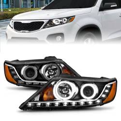Anzo USA Projector Headlight Set w/CCFL Halo Black for Kia Sorento 111248