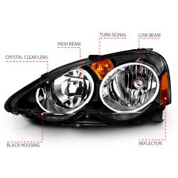 Anzo USA - Anzo USA Black Crystal Headlight Set Acura RSX 121209 - Image 2
