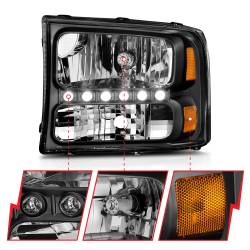 Anzo USA - Anzo USA Crystal 1-Piece Headlight Set Black Super Duty/Excursion 111106 - Image 3
