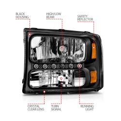 Anzo USA - Anzo USA Crystal 1-Piece Headlight Set Black Super Duty/Excursion 111106 - Image 4