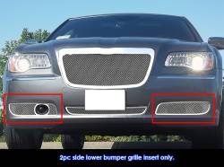 APS - APS Wire Mesh Fog Light Grilles-Polish for 11-14 Chrysler 300 GR18GFC03R - Image 1