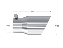 MBRP Exhaust - MBRP Exhaust T5122 Tip 4" OD Dual Wall Angled 3" Inlet 8" Length T304 - Image 2