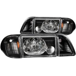 Anzo USA - Anzo USA 121192 Black Crystal Headlight Set w/Corners for 87-93 Ford Mustang - Image 1