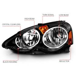 Anzo USA - Anzo USA Black Crystal Headlight Set Acura RSX 121209 - Image 4