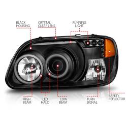 Anzo USA - Anzo USA 111132 1-Piece Projector Headlight Set w/CCFL Halo Black for Explorer - Image 4