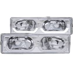 Anzo USA - Anzo USA 111300 Crystal Headlight Set w/Low Brow Halo Chrome for GM C/K Trucks - Image 1